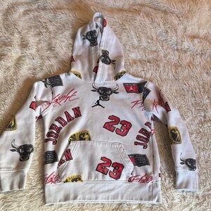 Jordan White Hoodie with Red and Black Graphics